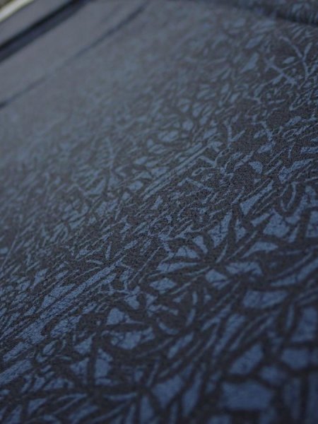 Photo4: 4K04z90  Japanese Kimono Silk  FABRIC Flowers Indigo 62.6x14.8 (4)