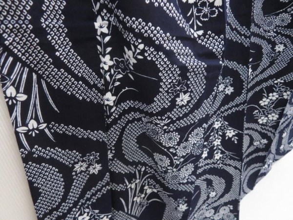 Photo3: 5312T02z540 Vintage Japanese Kimono Cotton YUKATA Chrysanthemum Indigo (3)