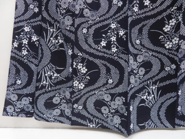 Photo4: 5312T02z540 Vintage Japanese Kimono Cotton YUKATA Chrysanthemum Indigo (4)
