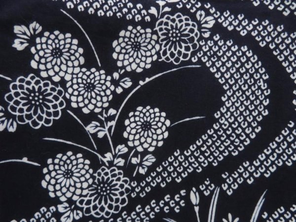 Photo6: 5312T02z540 Vintage Japanese Kimono Cotton YUKATA Chrysanthemum Indigo (6)