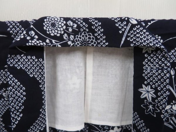 Photo7: 5312T02z540 Vintage Japanese Kimono Cotton YUKATA Chrysanthemum Indigo (7)