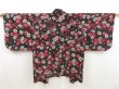 Photo1: 5312T03z380 Vintage Japanese Kimono Silk MEISEN HAORI Plum branch Black (1)