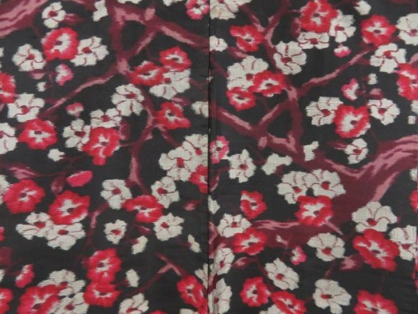 Photo3: 5312T03z380 Vintage Japanese Kimono Silk MEISEN HAORI Plum branch Black (3)