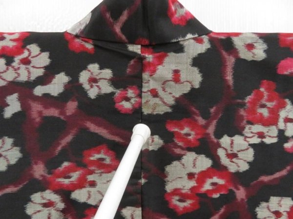 Photo5: 5312T03z380 Vintage Japanese Kimono Silk MEISEN HAORI Plum branch Black (5)