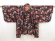 Photo6: 5312T03z380 Vintage Japanese Kimono Silk MEISEN HAORI Plum branch Black (6)