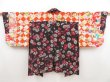 Photo7: 5312T03z380 Vintage Japanese Kimono Silk MEISEN HAORI Plum branch Black (7)