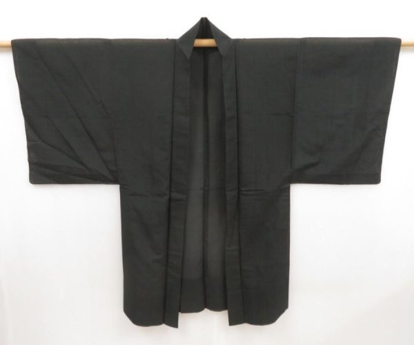 Photo5: 5312T04z330 Vintage Japanese Kimono Silk Men's See through RO HAORI Black (5)