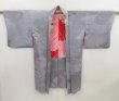 Photo1: 5312T08z540 Antique Japanese Kimono Silk LONG HAORI Instrument Light gray (1)
