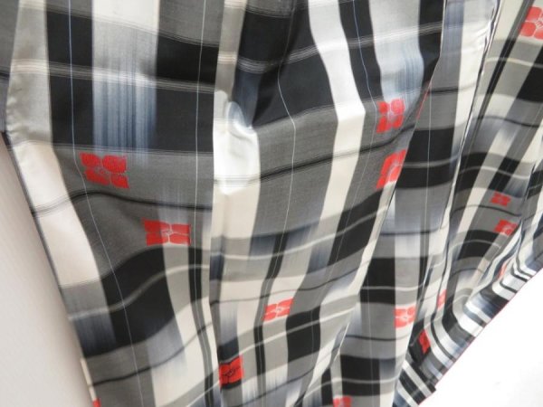 Photo3: 5312T11z800 Vintage Japanese Kimono Silk TSUMUGI Flower Black (3)