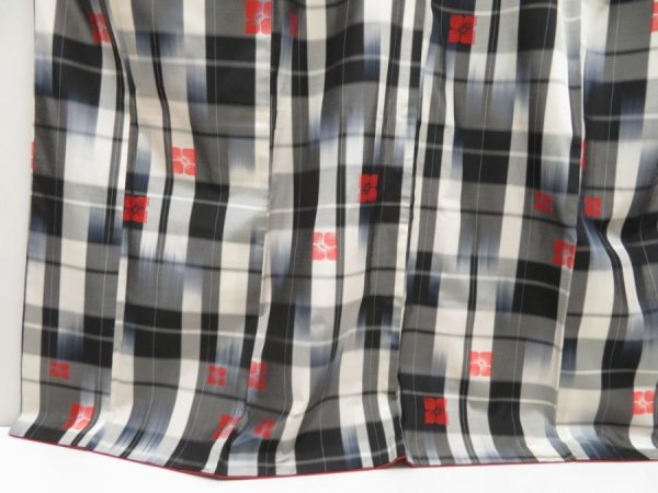 Photo4: 5312T11z800 Vintage Japanese Kimono Silk TSUMUGI Flower Black (4)