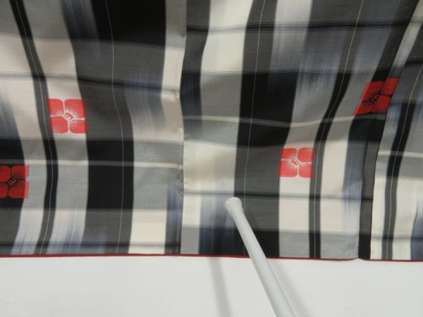 Photo8: 5312T11z800 Vintage Japanese Kimono Silk TSUMUGI Flower Black (8)