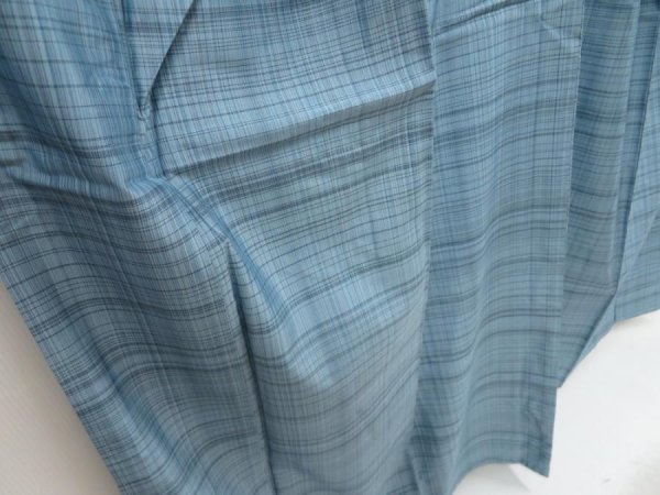 Photo3: 5312T12z830 Vintage Japanese Kimono Silk TSUMUGI  Dull sea blue (3)