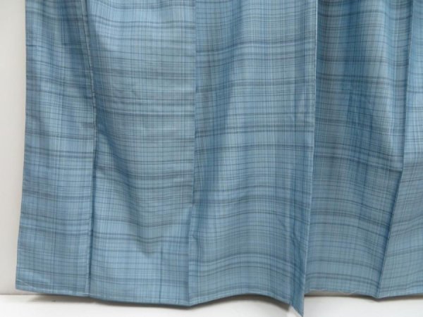 Photo4: 5312T12z830 Vintage Japanese Kimono Silk TSUMUGI  Dull sea blue (4)