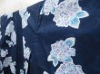 Photo2: 5313T01z420 Vintage Japanese Kimono Cotton YUKATA Hydrangea Navy (2)