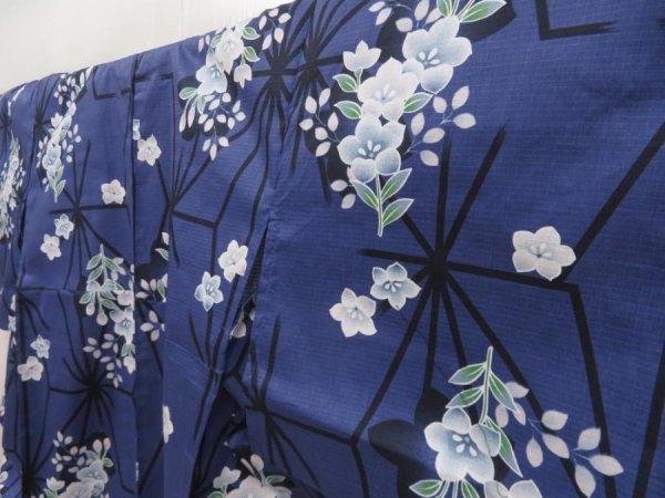 Photo2: 5313T02z410  Japanese Kimono Cotton YUKATA Bellflower Dark lavender (2)