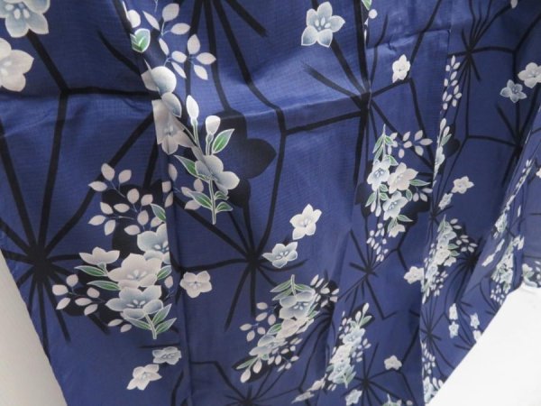 Photo3: 5313T02z410  Japanese Kimono Cotton YUKATA Bellflower Dark lavender (3)