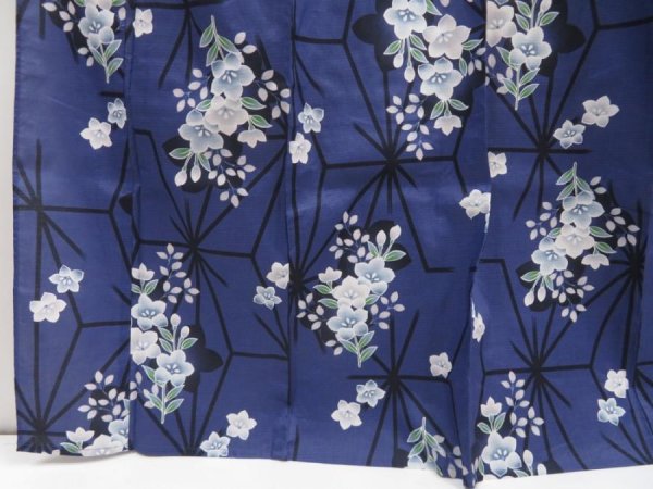 Photo4: 5313T02z410  Japanese Kimono Cotton YUKATA Bellflower Dark lavender (4)