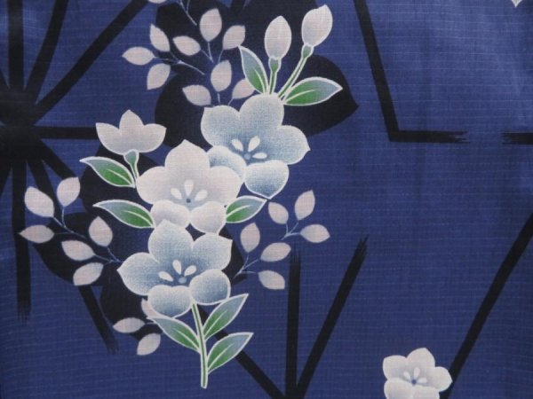 Photo6: 5313T02z410  Japanese Kimono Cotton YUKATA Bellflower Dark lavender (6)