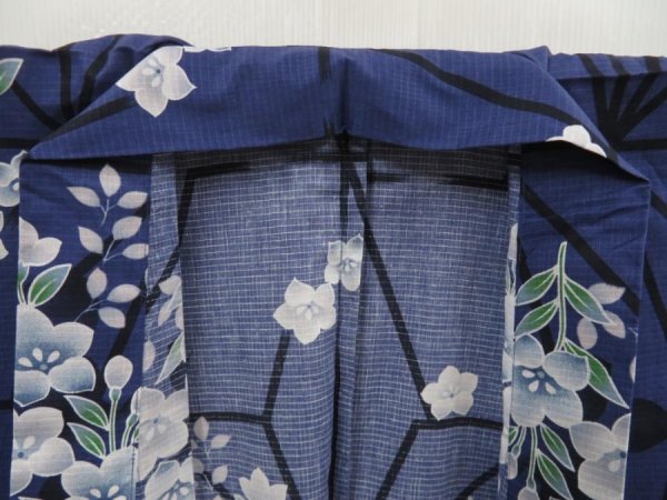 Photo7: 5313T02z410  Japanese Kimono Cotton YUKATA Bellflower Dark lavender (7)