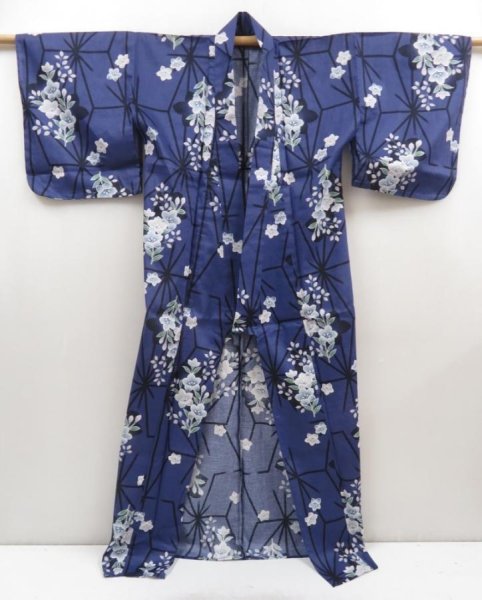 Photo8: 5313T02z410  Japanese Kimono Cotton YUKATA Bellflower Dark lavender (8)