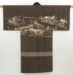 Photo1: 5313T06z410 Vintage Japanese Kimono Silk Men's JUBAN Edo era Dark brown (1)