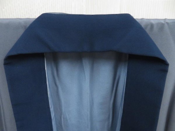 Photo5: 5313T07z540  Japanese Kimono Silk Men's JUBAN Old Japanese Coins Steel blue (5)