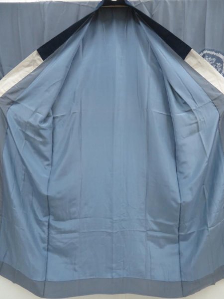 Photo7: 5313T07z540  Japanese Kimono Silk Men's JUBAN Old Japanese Coins Steel blue (7)