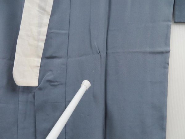 Photo8: 5313T07z540  Japanese Kimono Silk Men's JUBAN Old Japanese Coins Steel blue (8)