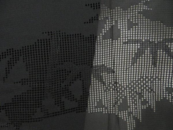 Photo4: 5313T08z340 Vintage Japanese Kimono Silk See through HAORI Bamboo grass Black (4)