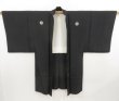 Photo6: 5314T01z630 Vintage Japanese Kimono Silk Men's HAORI Plain Black (6)