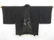 Photo1: 5314T03z320 Vintage Japanese Kimono Silk See through HAORI Leaf Black (1)