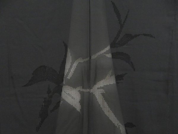Photo3: 5314T03z320 Vintage Japanese Kimono Silk See through HAORI Leaf Black (3)