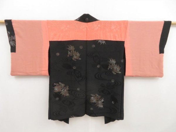 Photo6: 5314T06z580 Vintage Japanese Kimono Silk HAORI Shishi Black (6)