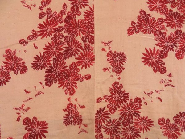 Photo3: 5314T07z560 Vintage Japanese Kimono Silk HAORI Chrysanthemum Cream-Orange (3)
