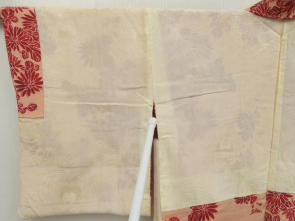 Photo8: 5314T07z560 Vintage Japanese Kimono Silk HAORI Chrysanthemum Cream-Orange (8)