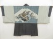 Photo1: 5314T09z490 Vintage Japanese Kimono Silk Men's OSHIMA HAORI Hawk Gray-Blue (1)