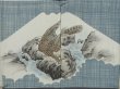 Photo2: 5314T09z490 Vintage Japanese Kimono Silk Men's OSHIMA HAORI Hawk Gray-Blue (2)