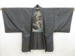 Photo4: 5314T09z490 Vintage Japanese Kimono Silk Men's OSHIMA HAORI Hawk Gray-Blue (4)