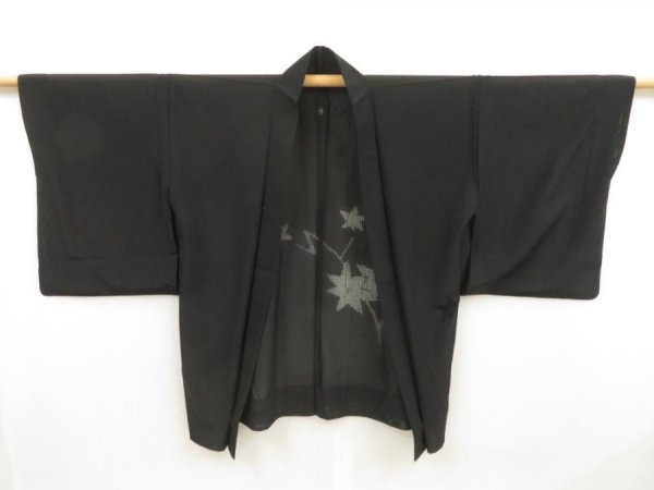Photo6: 5314T10z290 Vintage Japanese Kimono Silk See through HAORI Maple Black (6)