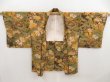 Photo5: 5314T11z690 Vintage Japanese Kimono Crepe Silk HAORI Flowers Yellow ochre (5)