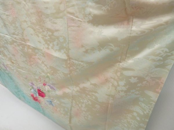 Photo4: 5314T13z920 Vintage Japanese Kimono Silk FURISODE Chrysanthemum Off-white (4)