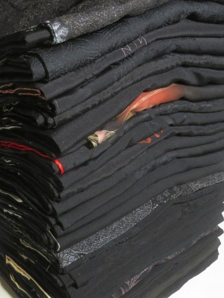 Photo1: GHG1z16  Japanese Kimono Silk BLACK HAORI 25pcs FREE SHIPPING (1)