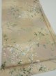 Photo2: 4H01z60  Japanese Kimono Silk  FABRIC Flowers Light olive 43.3x14.8 (2)
