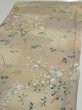 Photo3: 4H01z60  Japanese Kimono Silk  FABRIC Flowers Light olive 43.3x14.8 (3)