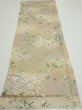 Photo5: 4H01z60  Japanese Kimono Silk  FABRIC Flowers Light olive 43.3x14.8 (5)