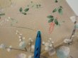 Photo6: 4H01z60  Japanese Kimono Silk  FABRIC Flowers Light olive 43.3x14.8 (6)
