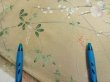 Photo6: 4H03z90  Japanese Kimono Silk  FABRIC Flowers Light olive 70.9x14.8 (6)