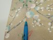 Photo8: 4H03z90  Japanese Kimono Silk  FABRIC Flowers Light olive 70.9x14.8 (8)