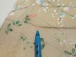 Photo9: 4H03z90  Japanese Kimono Silk  FABRIC Flowers Light olive 70.9x14.8 (9)