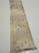 Photo2: 4H07z40  Japanese Kimono Silk  FABRIC Flowers Light olive 60.6x7.9 (2)